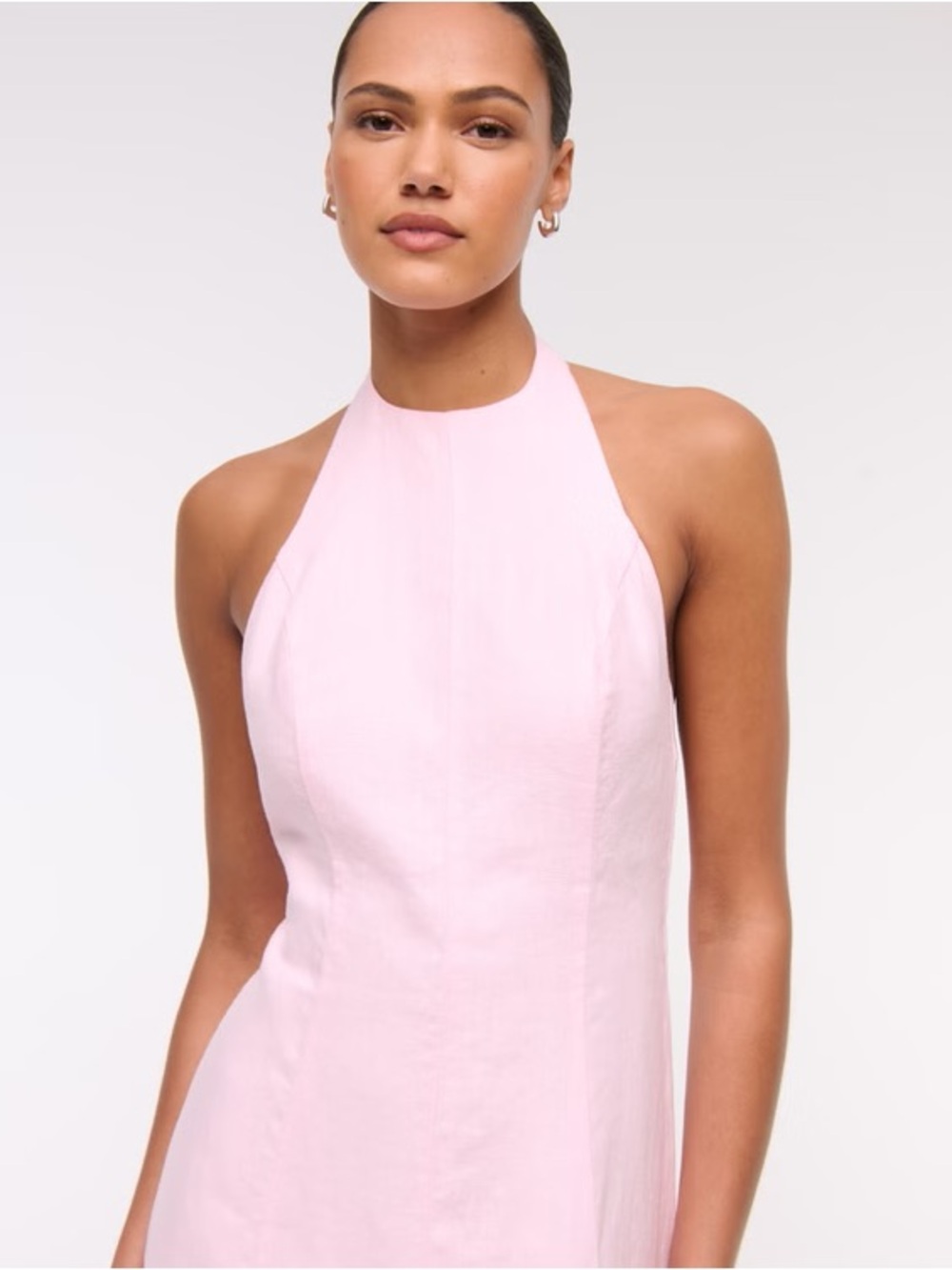 Abercrombie & Fitch Premium Linen High-Neck Maxi Dress